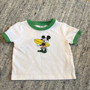 Janie and Jack White and Green Short Sleeve Tee with Cartoon Print